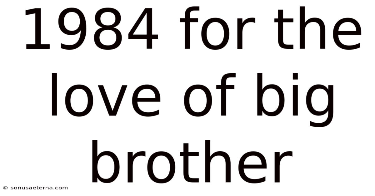 1984 For The Love Of Big Brother