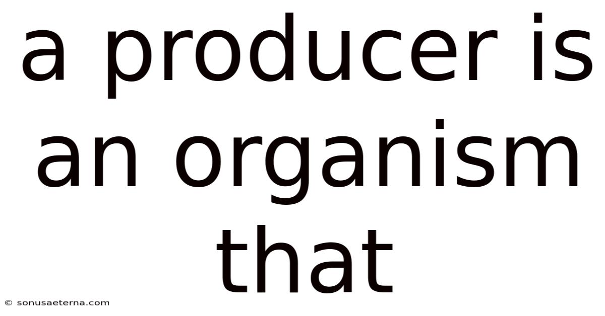 A Producer Is An Organism That
