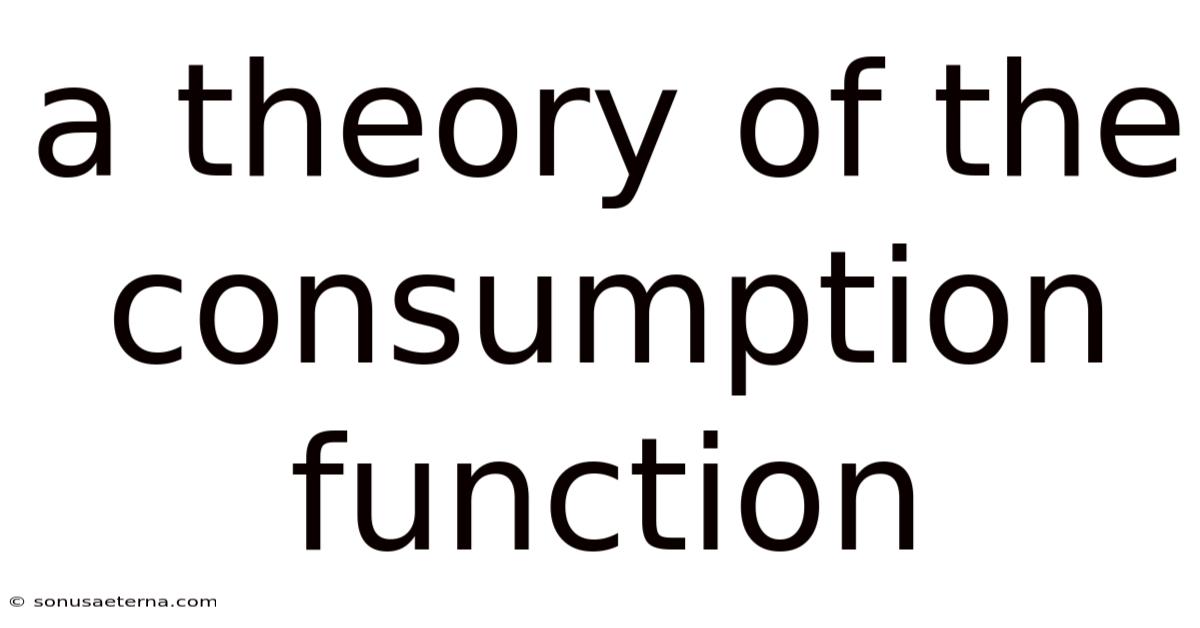 A Theory Of The Consumption Function