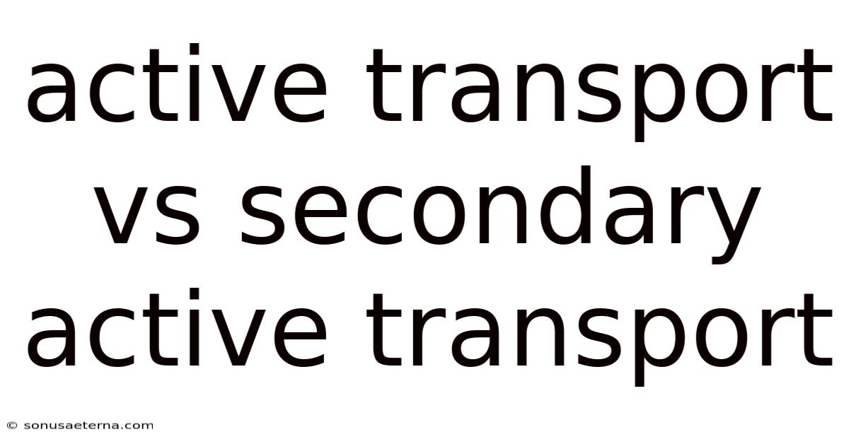 Active Transport Vs Secondary Active Transport