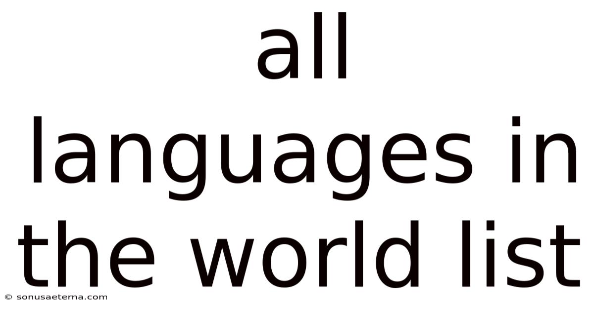 All Languages In The World List