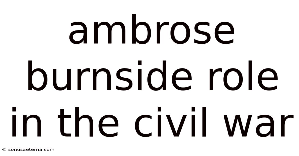 Ambrose Burnside Role In The Civil War