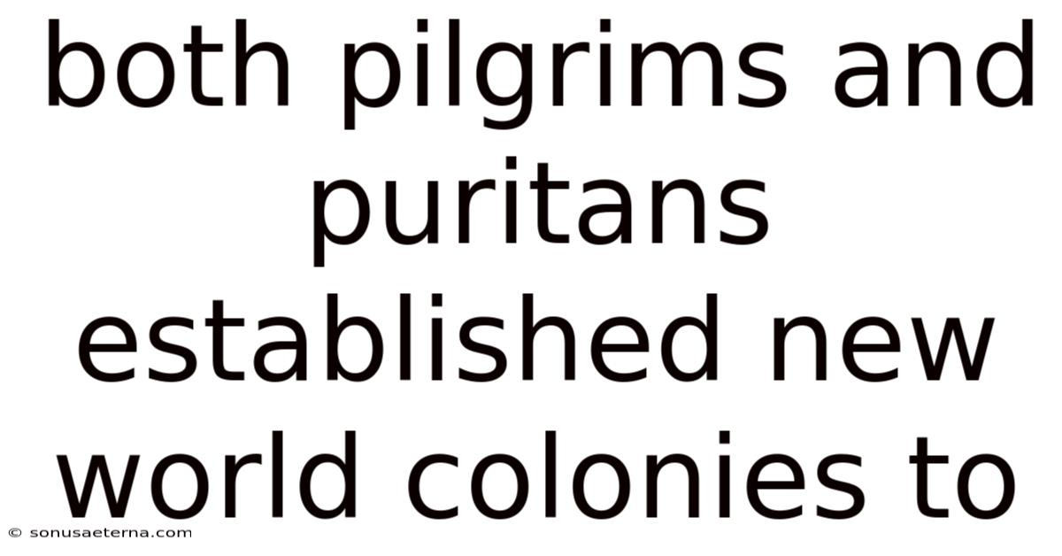 Both Pilgrims And Puritans Established New World Colonies To
