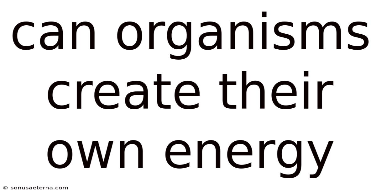 Can Organisms Create Their Own Energy