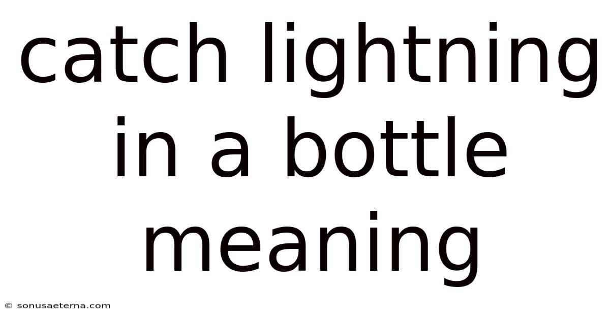 Catch Lightning In A Bottle Meaning