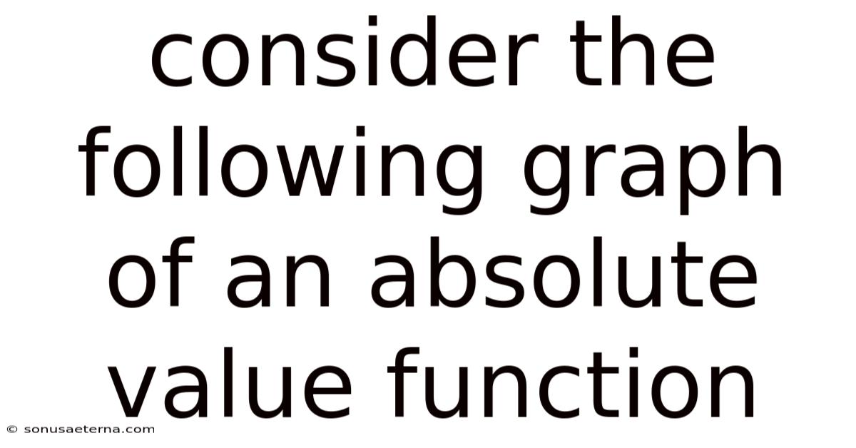 Consider The Following Graph Of An Absolute Value Function