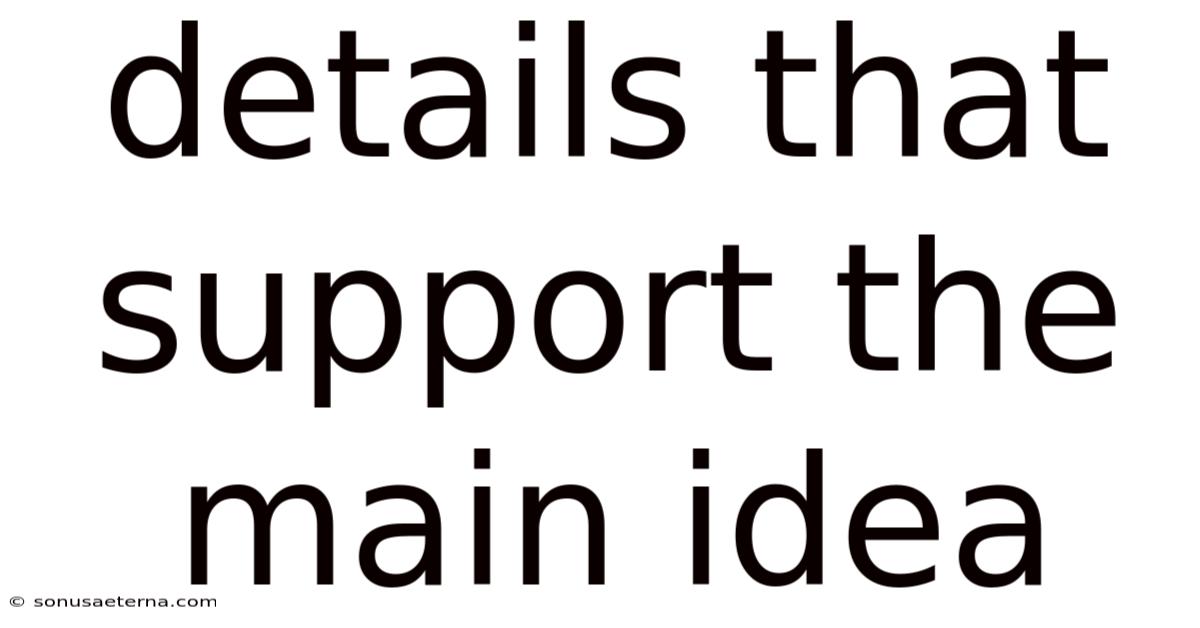 Details That Support The Main Idea