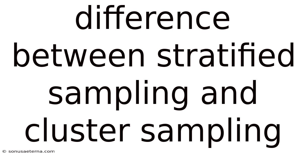 Difference Between Stratified Sampling And Cluster Sampling