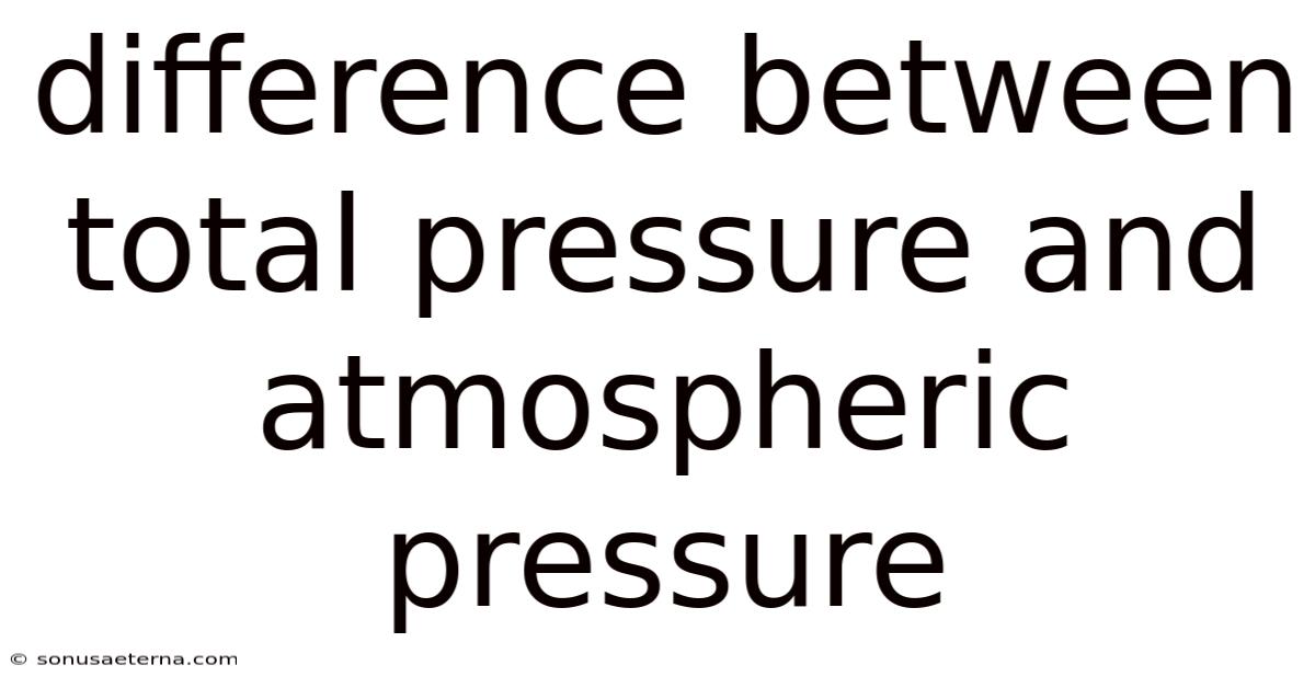 Difference Between Total Pressure And Atmospheric Pressure