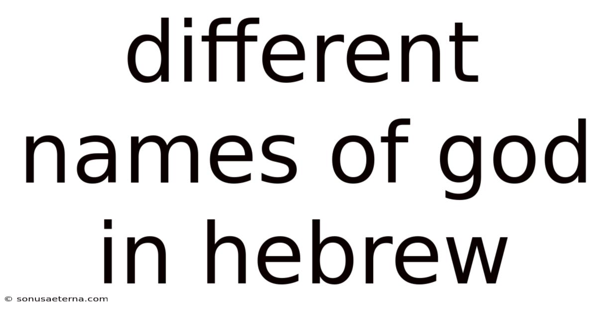 Different Names Of God In Hebrew