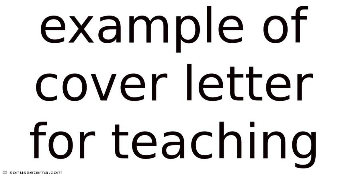 Example Of Cover Letter For Teaching
