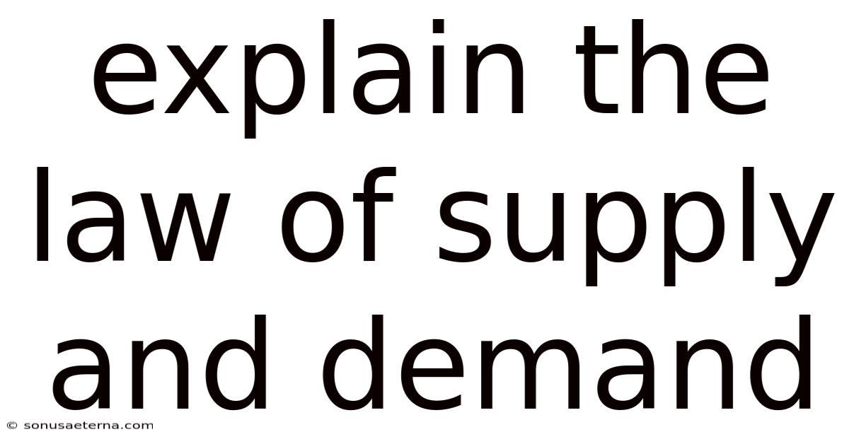 Explain The Law Of Supply And Demand