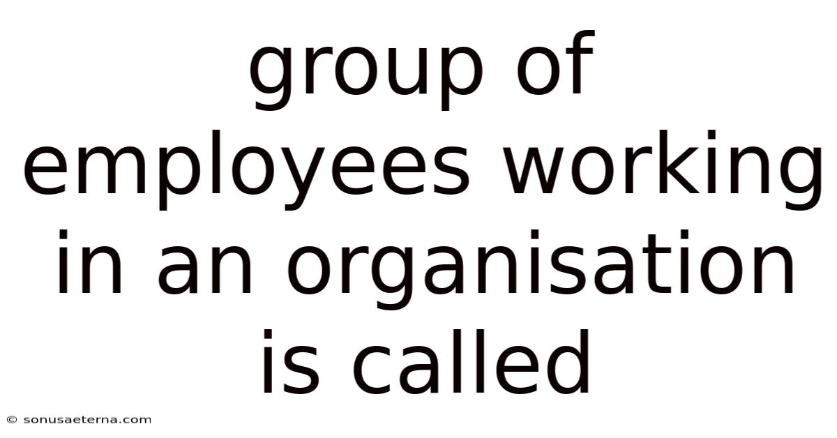 Group Of Employees Working In An Organisation Is Called