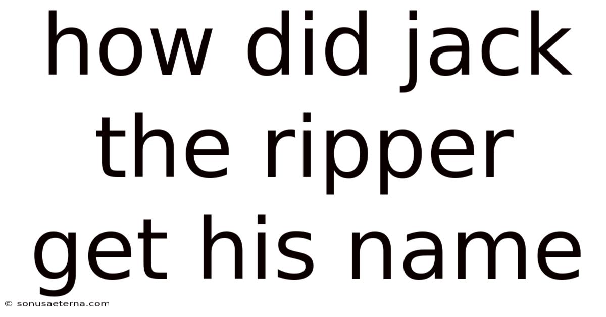 How Did Jack The Ripper Get His Name