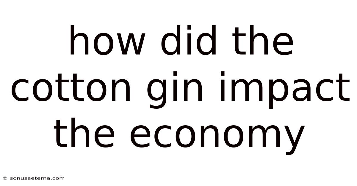 How Did The Cotton Gin Impact The Economy