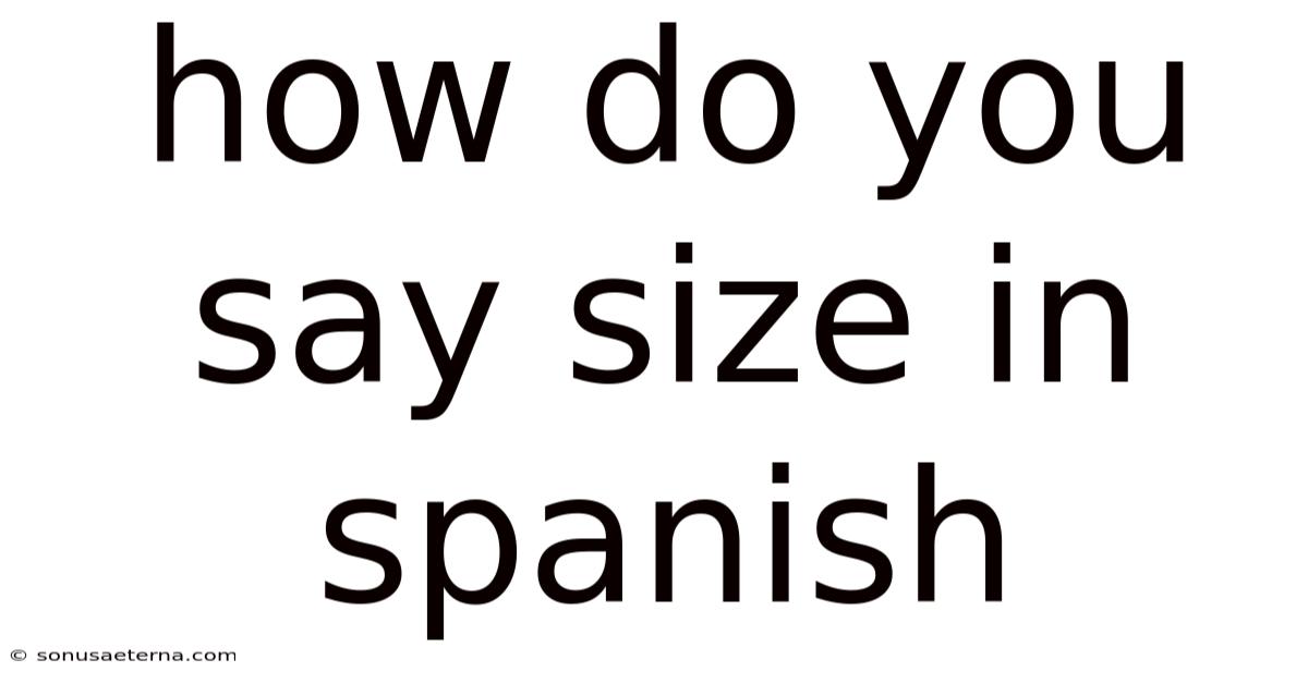 How Do You Say Size In Spanish