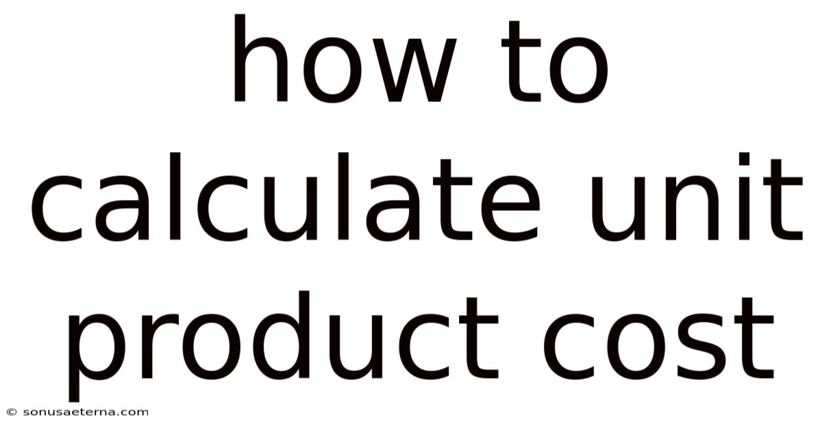 How To Calculate Unit Product Cost