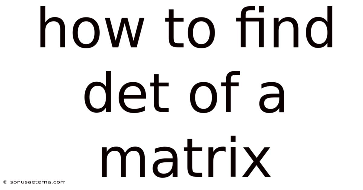 How To Find Det Of A Matrix