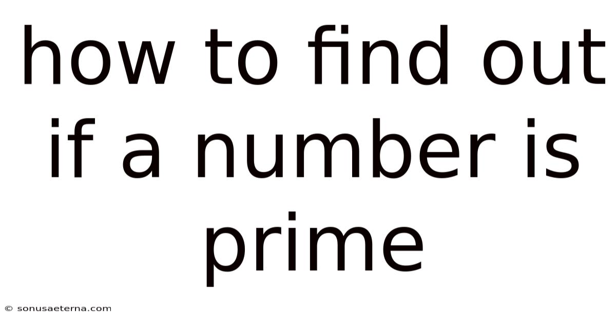 How To Find Out If A Number Is Prime