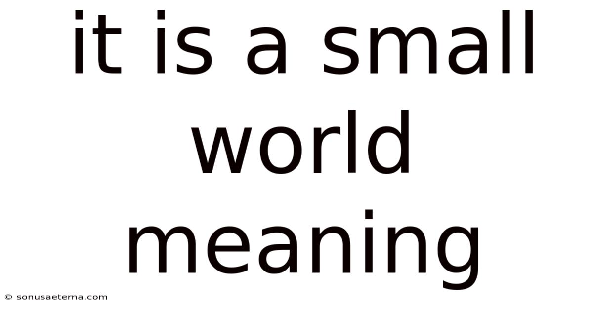 It Is A Small World Meaning