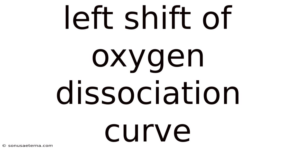 Left Shift Of Oxygen Dissociation Curve