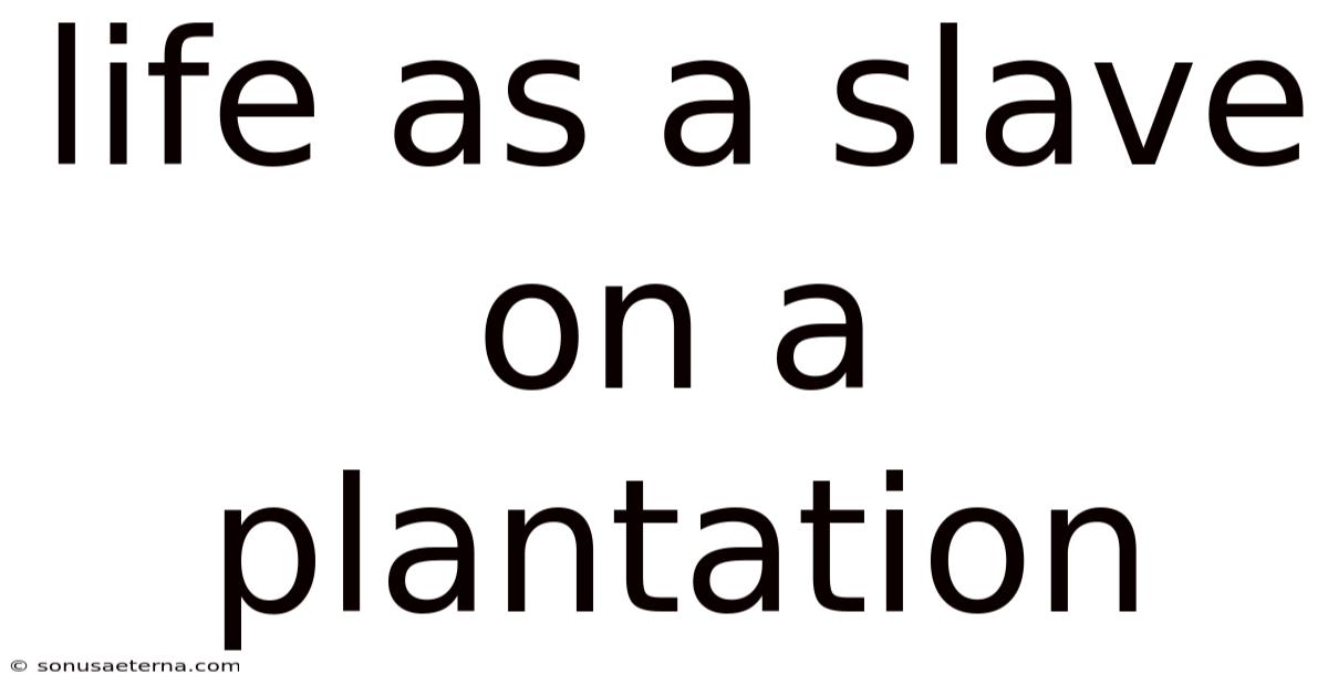 Life As A Slave On A Plantation