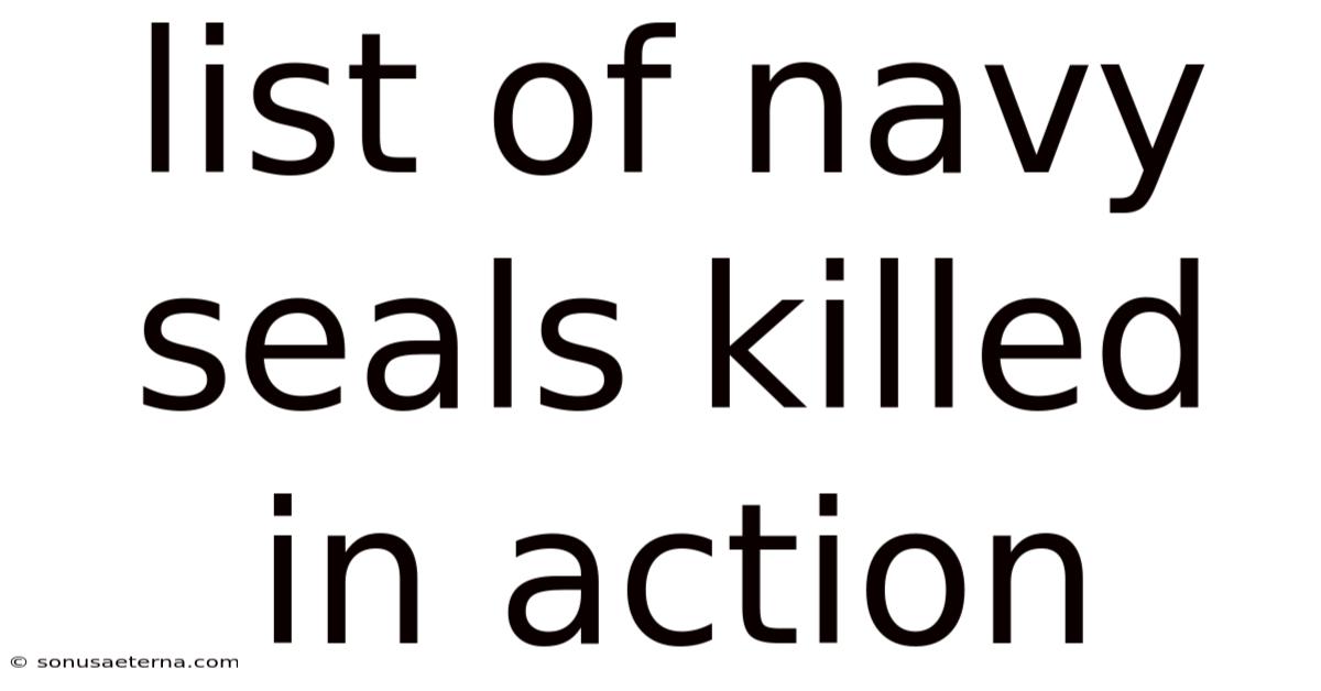 List Of Navy Seals Killed In Action