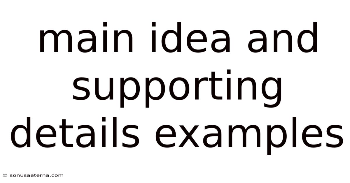 Main Idea And Supporting Details Examples