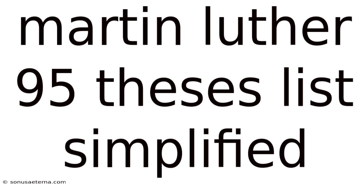 Martin Luther 95 Theses List Simplified