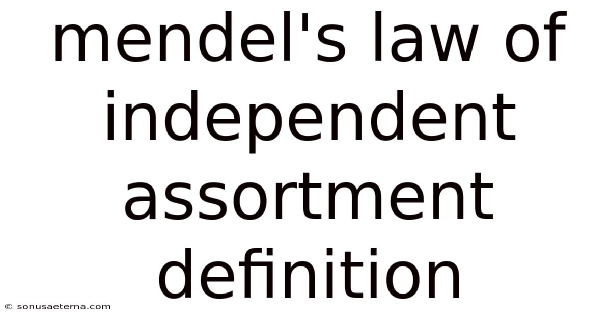 Mendel's Law Of Independent Assortment Definition