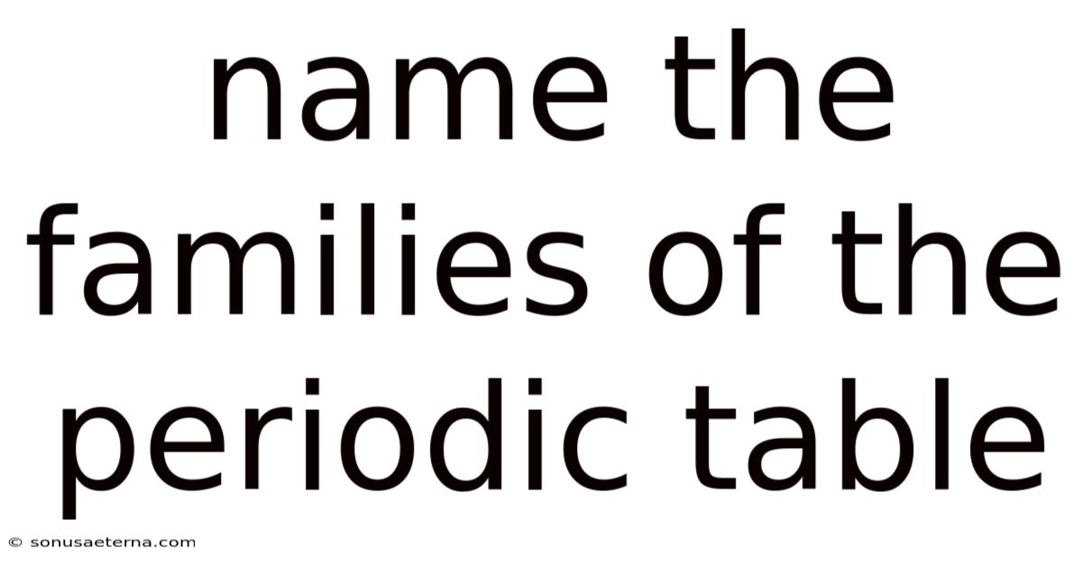 Name The Families Of The Periodic Table