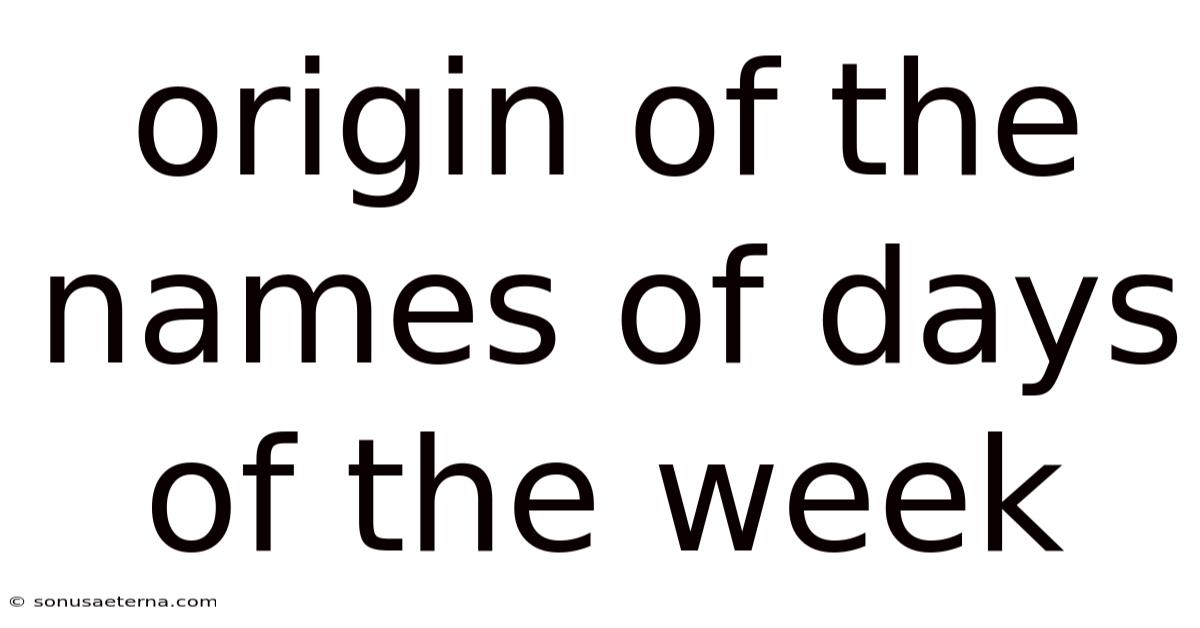 Origin Of The Names Of Days Of The Week