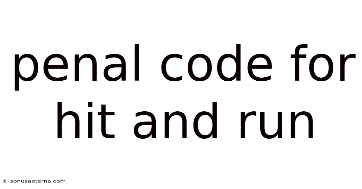 Penal Code For Hit And Run