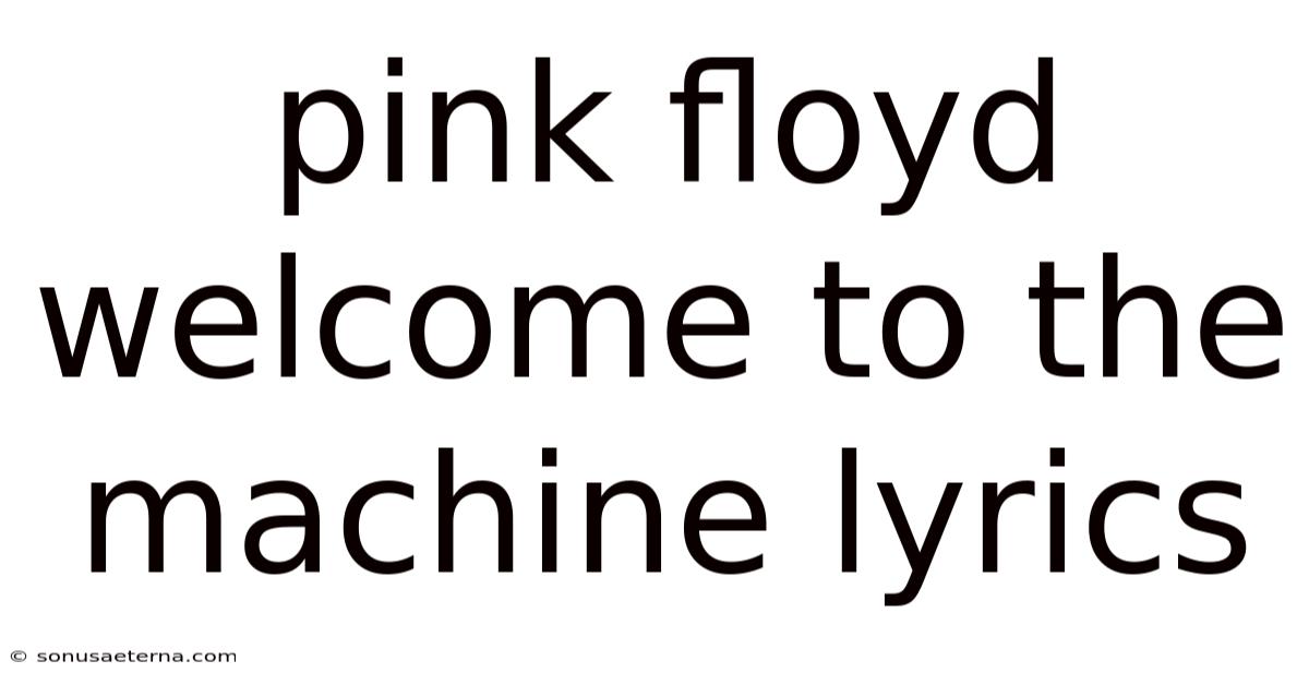 Pink Floyd Welcome To The Machine Lyrics