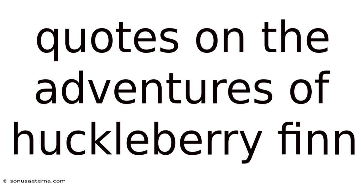Quotes On The Adventures Of Huckleberry Finn