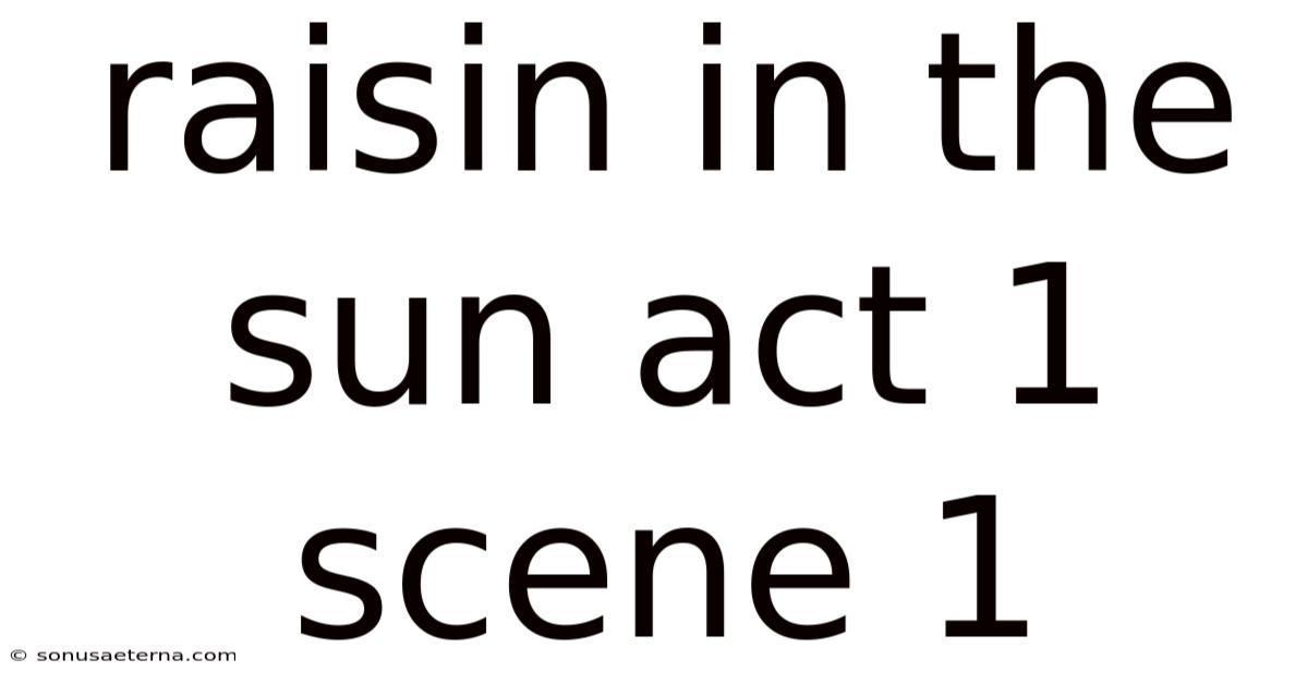 Raisin In The Sun Act 1 Scene 1