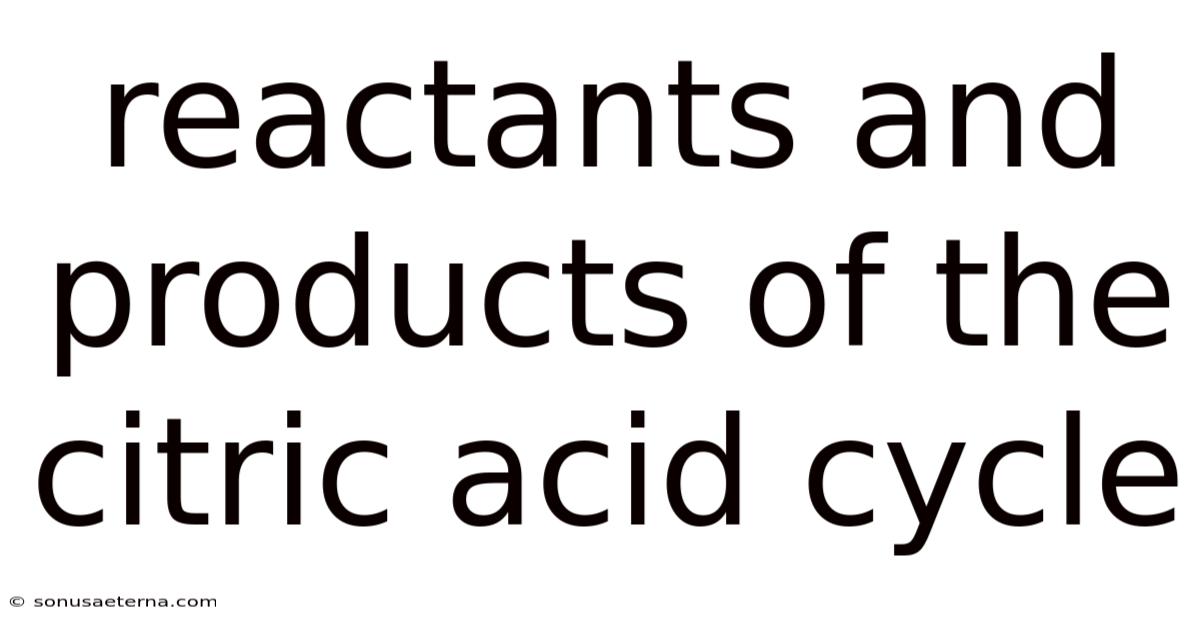 Reactants And Products Of The Citric Acid Cycle