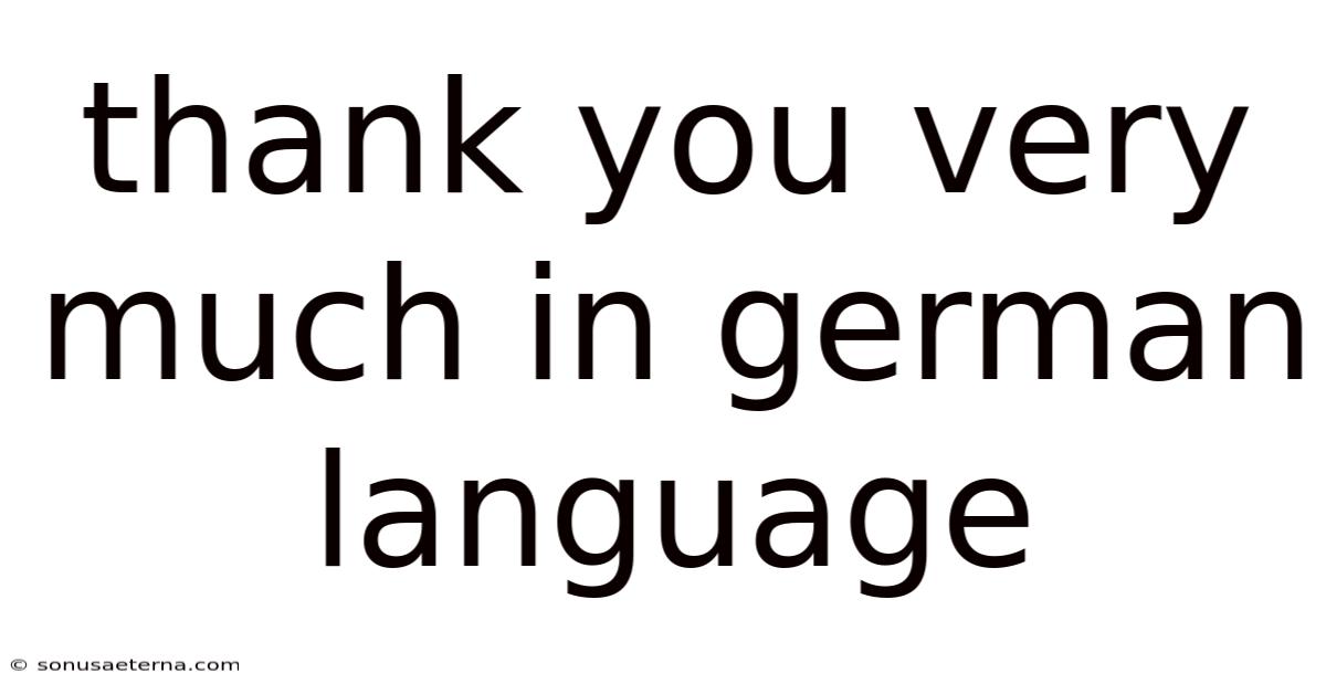 Thank You Very Much In German Language