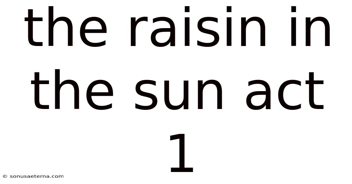 The Raisin In The Sun Act 1
