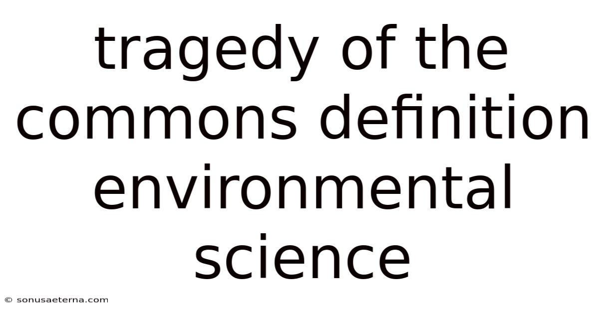 Tragedy Of The Commons Definition Environmental Science