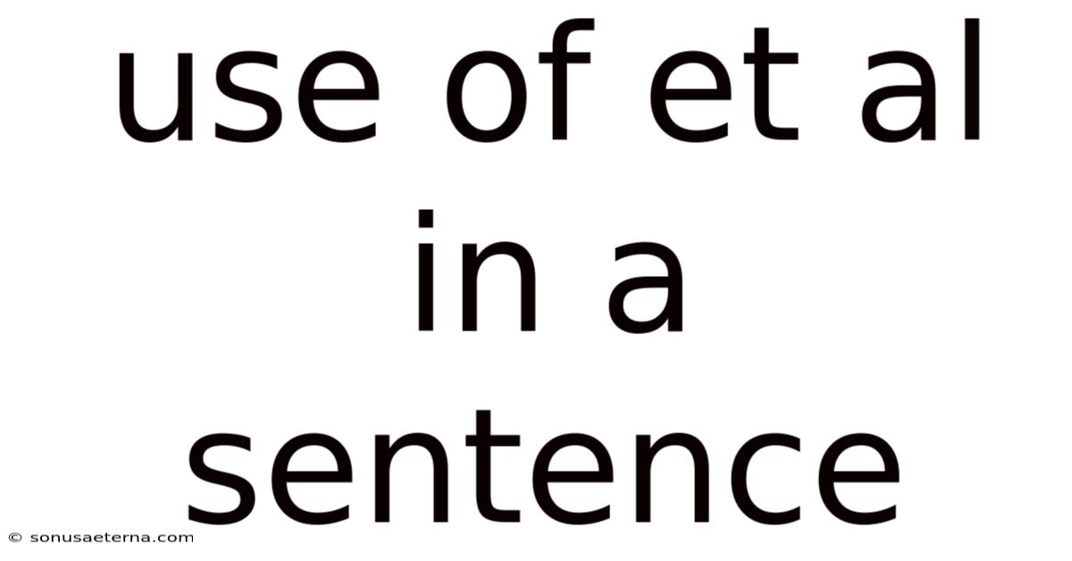 Use Of Et Al In A Sentence