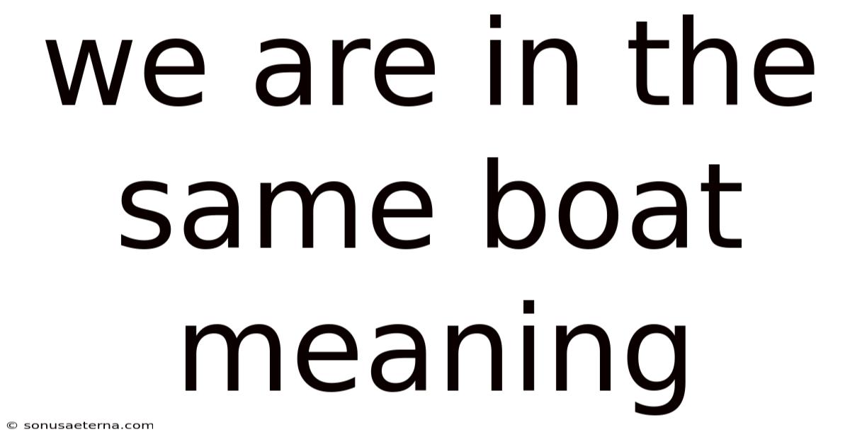We Are In The Same Boat Meaning