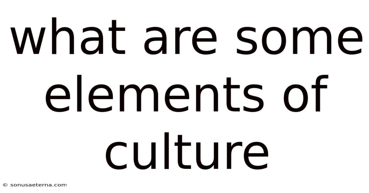 What Are Some Elements Of Culture