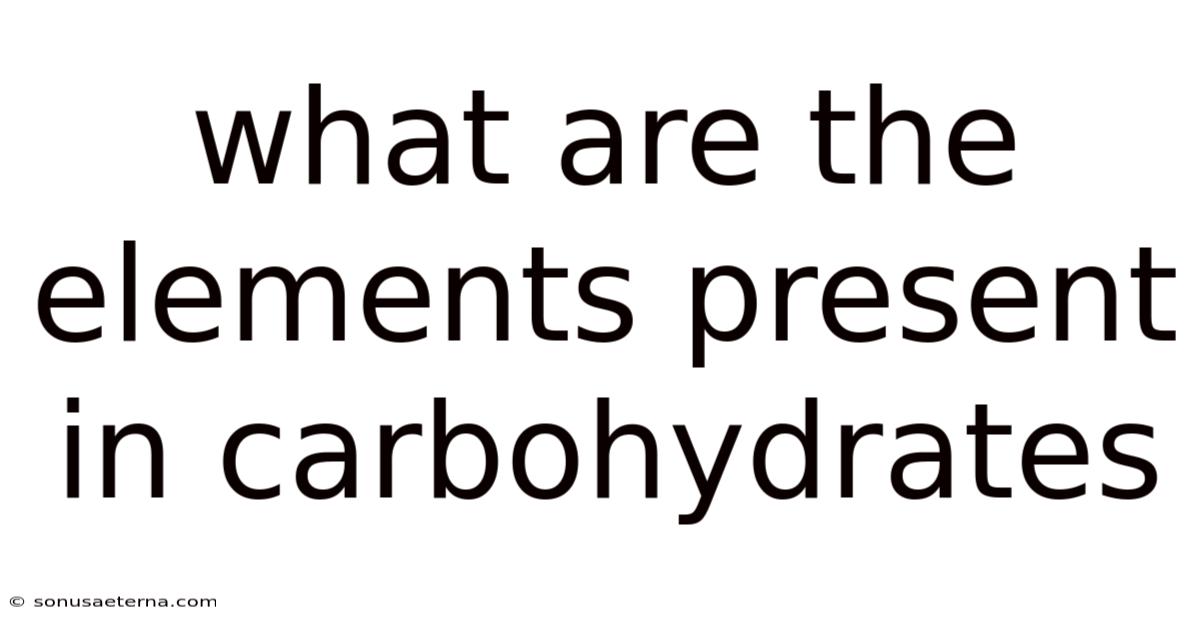 What Are The Elements Present In Carbohydrates