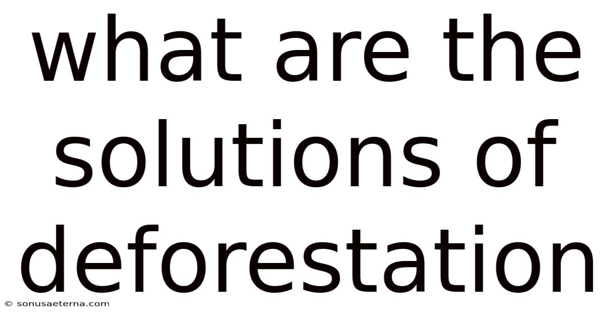 What Are The Solutions Of Deforestation