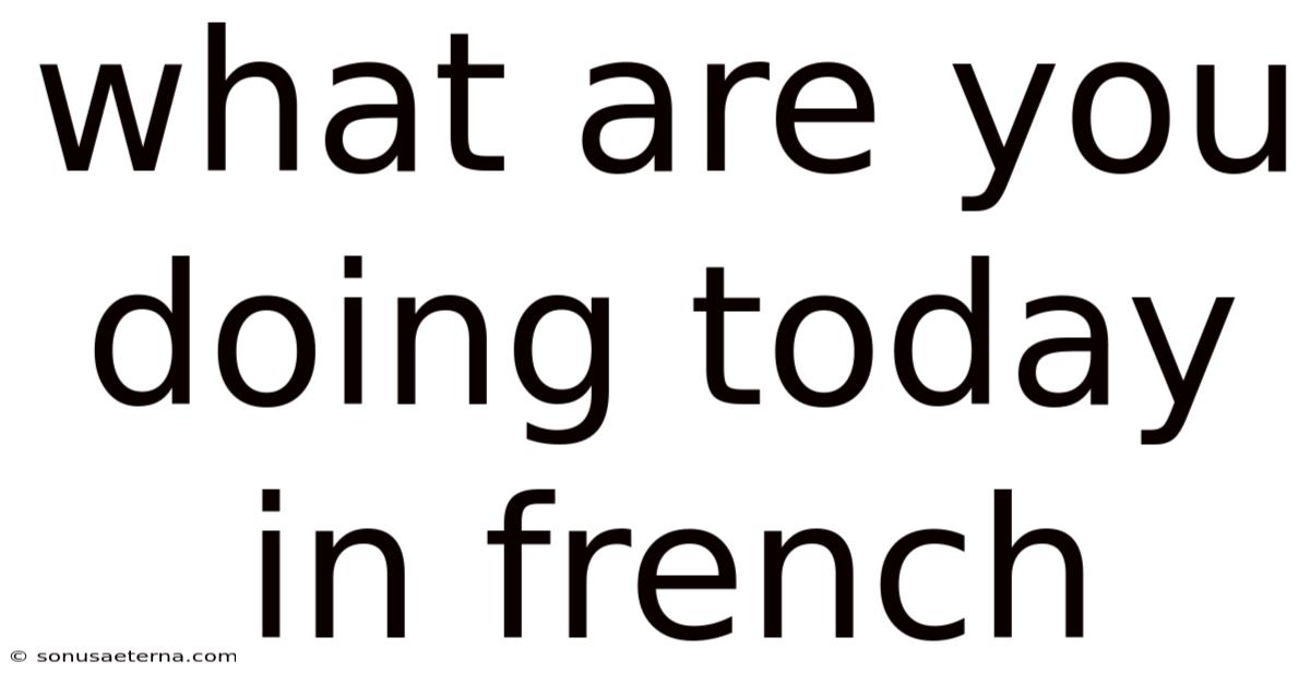 What Are You Doing Today In French