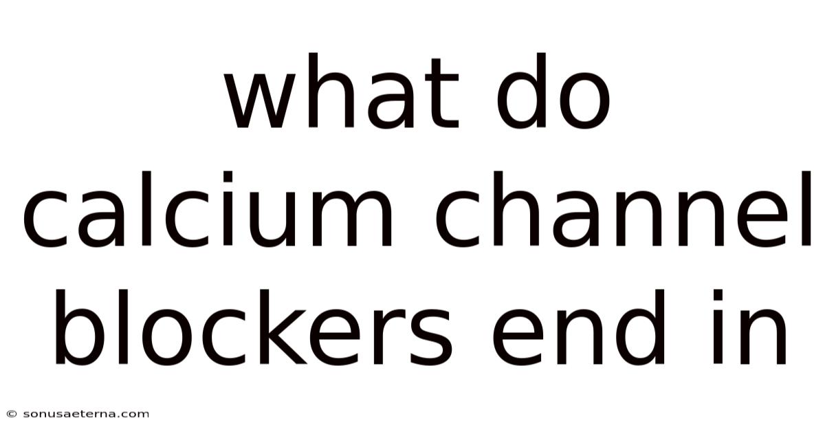 What Do Calcium Channel Blockers End In