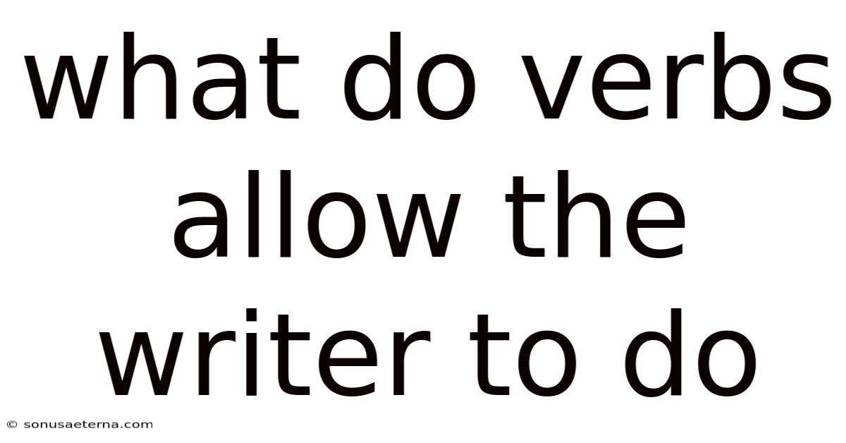 What Do Verbs Allow The Writer To Do