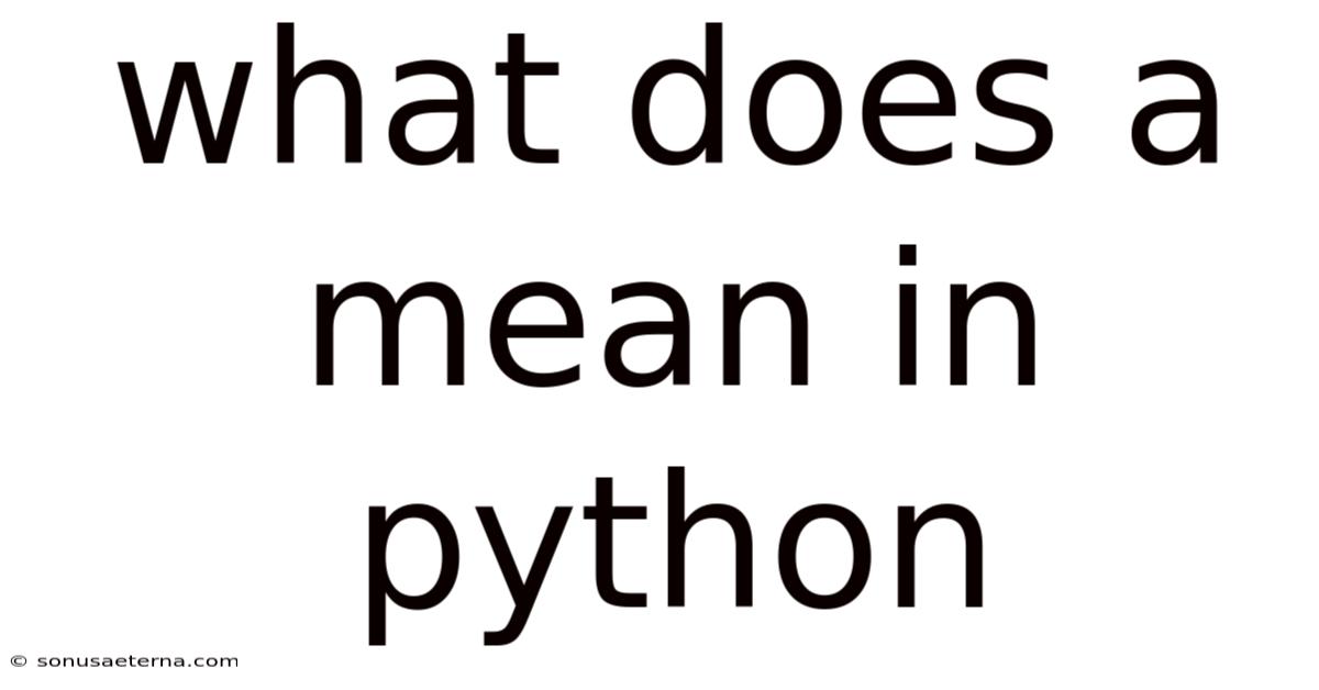What Does A Mean In Python