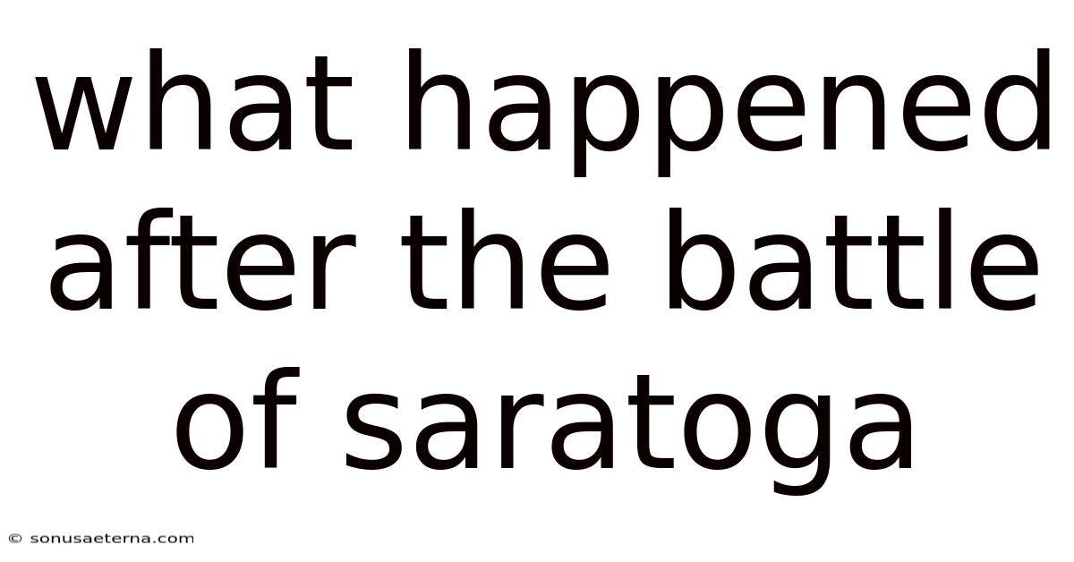 What Happened After The Battle Of Saratoga